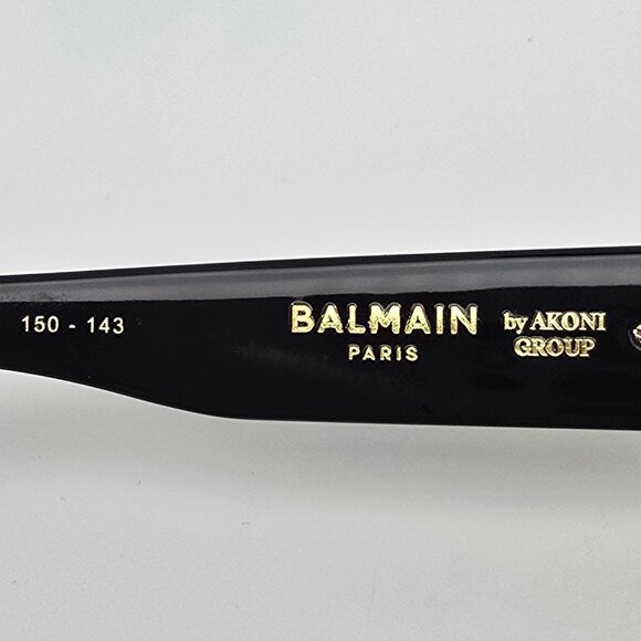 Balmain Armour BPS-106A-150 Black Gold Frame Grey Lens Cat Eye Shield Sunglasses - Picture 8 of 15
